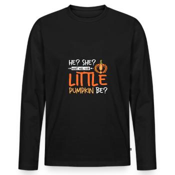 Grossesse Thanksgiving garçon ou fille petite citrouille - T-shirt manches longues Premium bio Homme - noir - Devant - Nico (187cm)