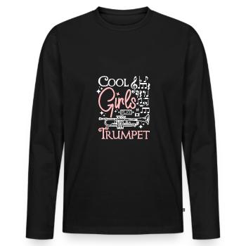 Trumpeters cool girls play trumpet - Men's Premium Organic Long Sleeve Shirt - black - Front - Nico (187cm)