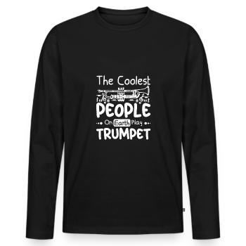 Trumpeters the coolest people play trumpet - Men's Premium Organic Long Sleeve Shirt - black - Front - Nico (187cm)