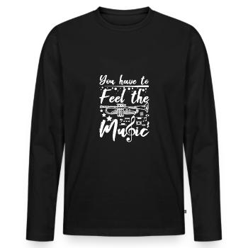 Trumpeters you have to feel the music - Männer Premium Bio Langarmshirt - Schwarz - Vorne - Nico (187cm)