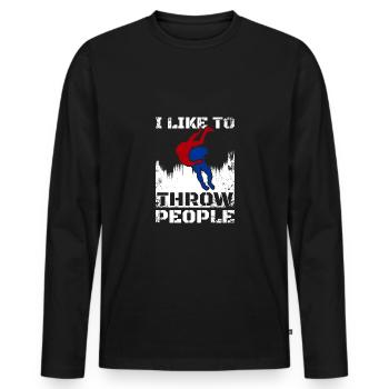I like to throw people Sambo - Men's Premium Organic Long Sleeve Shirt - black - Front - Nico (187cm)