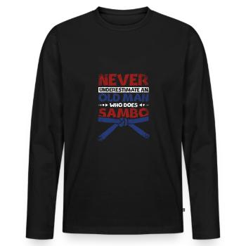 Never underestimate an old man who does sambo - Men's Premium Organic Long Sleeve Shirt - black - Front - Nico (187cm)