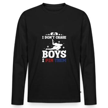 I don't chase boys I pin them Sambo girl - Men's Premium Organic Long Sleeve Shirt - black - Front - Nico (187cm)
