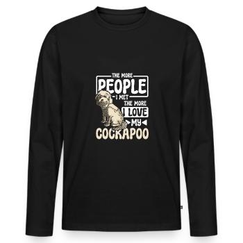 Plus je rencontrais de gens, plus j’aimais mon cockapoo - T-shirt manches longues Premium bio Homme - noir - Devant - Nico (187cm)