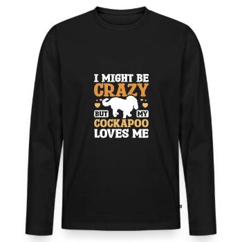 Je suis peut-être fou mais mon cockapoo m’aime - T-shirt manches longues Premium bio Homme - noir - Devant - Nico (187cm)