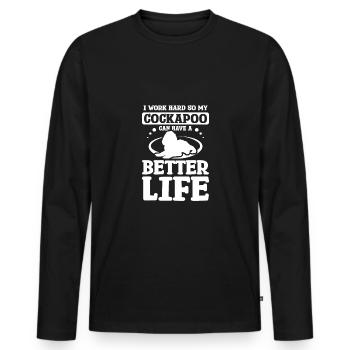Je travaille dur pour que mon cockapoo puisse avoir une vie meilleure - T-shirt manches longues Premium bio Homme - noir - Devant - Nico (187cm)