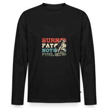 Le skateboard brûle les graisses et non le carburant - T-shirt manches longues Premium bio Homme - noir - Devant - Nico (187cm)