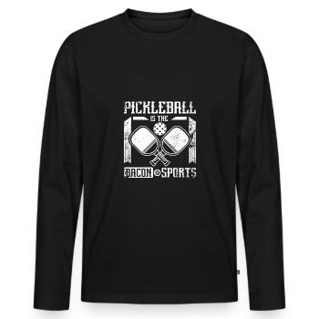 Le pickleball est le bacon du sport - T-shirt manches longues Premium bio Homme - noir - Devant - Nico (187cm)