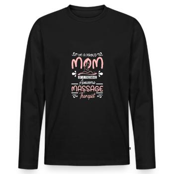 Mothers day mom of a awesome Massage therapist - Männer Premium Bio Langarmshirt - Schwarz - Vorne - Nico (187cm)