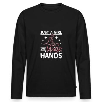 Just a girl with magic hands Massage therapist - Männer Premium Bio Langarmshirt - Schwarz - Vorne - Nico (187cm)