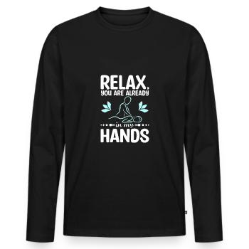 Relax you're already in my hands Massage therapist - Männer Premium Bio Langarmshirt - Schwarz - Vorne - Nico (187cm)