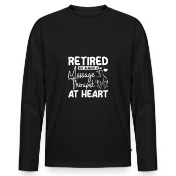 Retired but always a Massage therapist at heart - Männer Premium Bio Langarmshirt - Schwarz - Vorne - Nico (187cm)