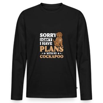 Désolé je ne peux pas j’ai des plans avec mon cockapoo - T-shirt manches longues Premium bio Homme - noir - Devant - Nico (187cm)