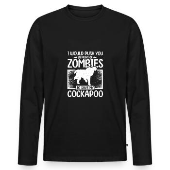Vous pousser devant les zombies pour sauver mon cockapoo - T-shirt manches longues Premium bio Homme - noir - Devant - Nico (187cm)