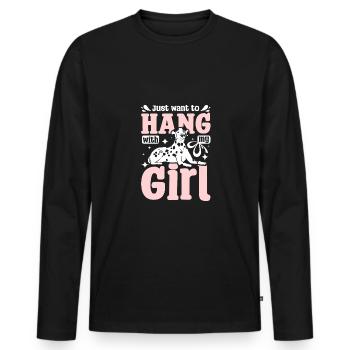 Je veux juste traîner avec ma fille dalmate - T-shirt manches longues Premium bio Homme - noir - Devant - Nico (187cm)