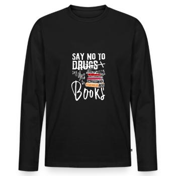 Dites non aux drogues Dites oui aux livres Ruban rouge - T-shirt manches longues Premium bio Homme - noir - Devant - Nico (187cm)