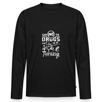 Dites non à la drogue Dites oui à la pêche Ruban rouge - T-shirt manches longues Premium bio Homme - noir - Devant - Nico (187cm)
