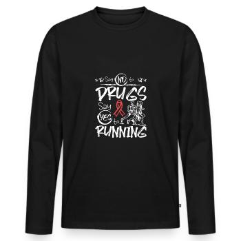 Dites non aux drogues Dites oui à la course à ruban rouge - T-shirt manches longues Premium bio Homme - noir - Devant - Nico (187cm)