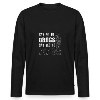 Dites non aux drogues Dites oui au ruban rouge du cyclisme - T-shirt manches longues Premium bio Homme - noir - Devant - Nico (187cm)