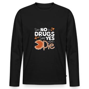 Dites non aux drogues Dites oui au ruban rouge de tarte - T-shirt manches longues Premium bio Homme - noir - Devant - Nico (187cm)