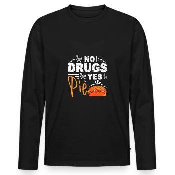Dites non aux drogues Dites oui au ruban rouge de tarte - T-shirt manches longues Premium bio Homme - noir - Devant - Nico (187cm)