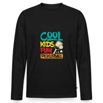 Children Cool kids play pickleball - Men's Premium Organic Long Sleeve Shirt - black - Front - Nico (187cm)