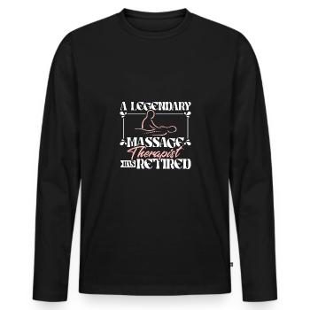 A legendary Massage therapist has retired - Männer Premium Bio Langarmshirt - Schwarz - Vorne - Nico (187cm)