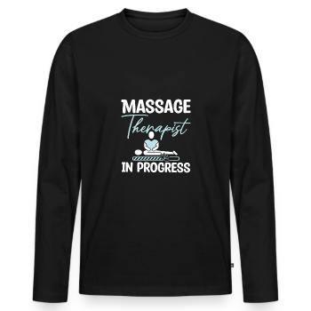 Massage therapist in progress - Männer Premium Bio Langarmshirt - Schwarz - Vorne - Nico (187cm)