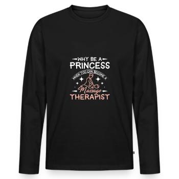 Girl Princess become a Massage therapist - Männer Premium Bio Langarmshirt - Schwarz - Vorne - Nico (187cm)