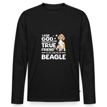 God send me my best friend beagle - Men's Premium Organic Long Sleeve Shirt - black - Front - Nico (187cm)
