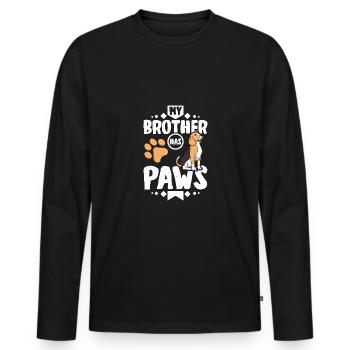 Mon frère beagle a des pattes - T-shirt manches longues Premium bio Homme - noir - Devant - Nico (187cm)