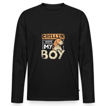 Chillin avec mon beagle boy - T-shirt manches longues Premium bio Homme - noir - Devant - Nico (187cm)