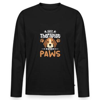 Mon thérapeute a des pattes beagle - T-shirt manches longues Premium bio Homme - noir - Devant - Nico (187cm)