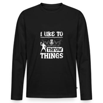 J’aime lancer des choses Disc Golf - T-shirt manches longues Premium bio Homme - noir - Devant - Nico (187cm)