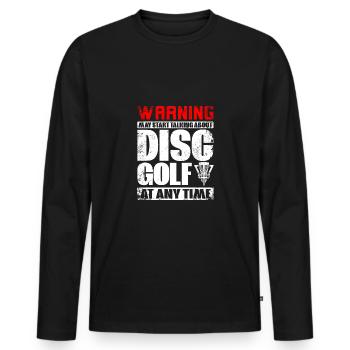 Peut commencer à parler de discs golf à tout moment - T-shirt manches longues Premium bio Homme - noir - Devant - Nico (187cm)