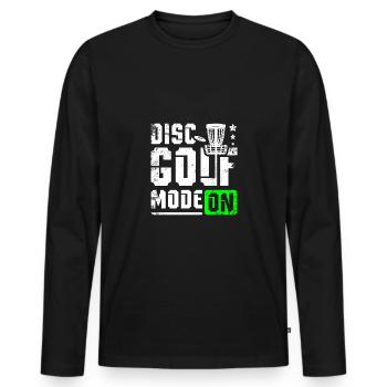 Disques golf mode sur - T-shirt manches longues Premium bio Homme - noir - Devant - Nico (187cm)