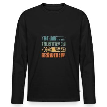 Le talent est arrivé Discs golf - T-shirt manches longues Premium bio Homme - noir - Devant - Nico (187cm)