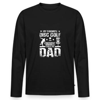 Mon lecteur de disc golf préféré m’appelle papa - T-shirt manches longues Premium bio Homme - noir - Devant - Nico (187cm)