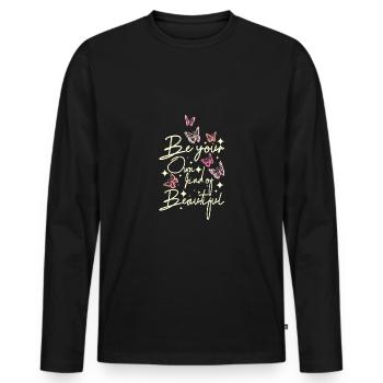 Soyez votre propre genre de beau papillon - T-shirt manches longues Premium bio Homme - noir - Devant - Nico (187cm)