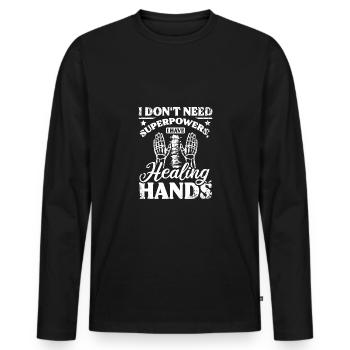 Superpowers I have healing hands Chiropractor - Men's Premium Organic Long Sleeve Shirt - black - Front - Nico (187cm)