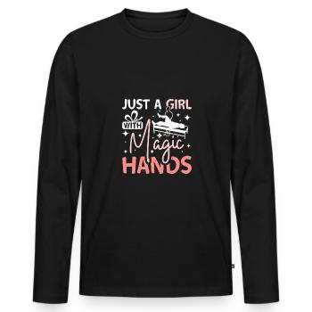 Just a girl with magic hands Chiropractor - Men's Premium Organic Long Sleeve Shirt - black - Front - Nico (187cm)
