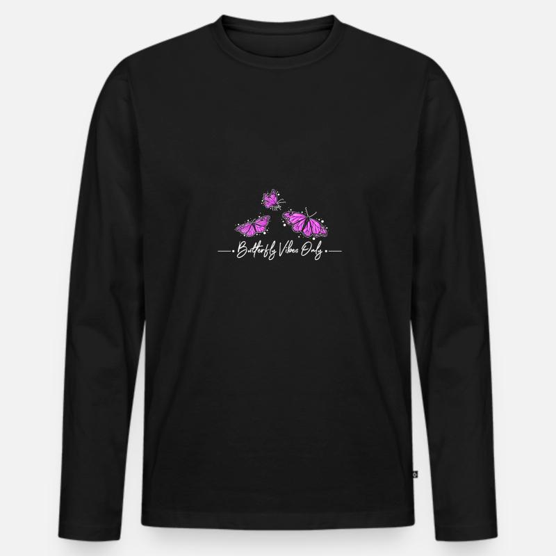 Butterfly vibes only - Männer Premium Bio Langarmshirt - Schwarz