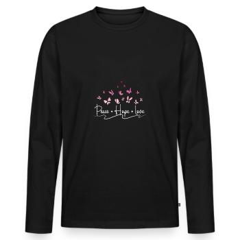 Paix espoir amour, Papillon - T-shirt manches longues Premium bio Homme - noir - Devant - Nico (187cm)