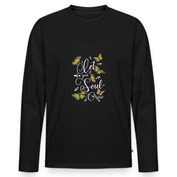 Let your soul grow, Butterfly - Men's Premium Organic Long Sleeve Shirt - black - Front - Nico (187cm)
