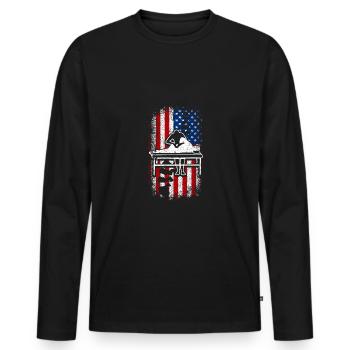 Usa american flag 4th of july Chiropractor - Men's Premium Organic Long Sleeve Shirt - black - Front - Nico (187cm)