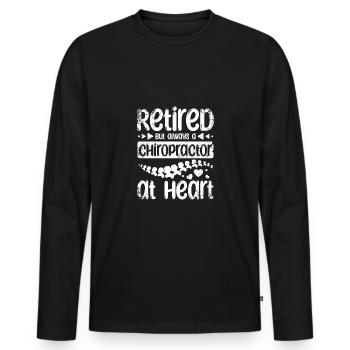 Retired but always a chiropractor at heart - Men's Premium Organic Long Sleeve Shirt - black - Front - Nico (187cm)