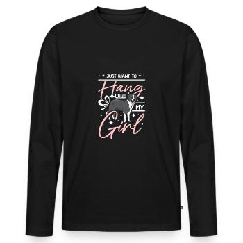 Je veux juste passer du temps avec ma fille border collie - T-shirt manches longues Premium bio Homme - noir - Devant - Nico (187cm)