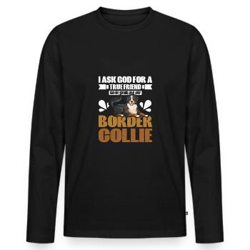 Dieu m’envoie un véritable ami mon border collie - T-shirt manches longues Premium bio Homme - noir - Devant - Nico (187cm)