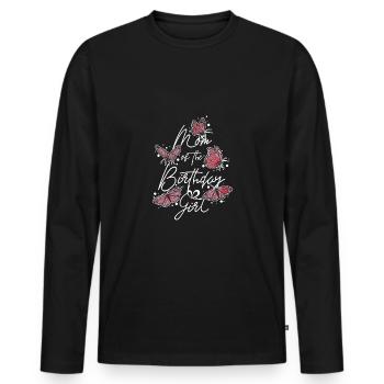 Butterfly Family mom of The Birthday Girl - Männer Premium Bio Langarmshirt - Schwarz - Vorne - Nico (187cm)
