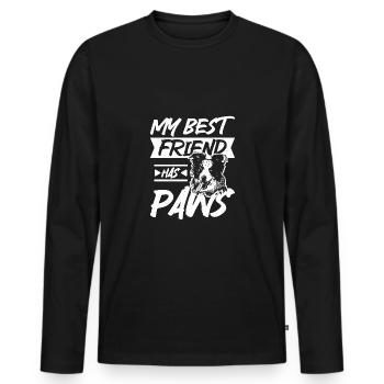 My best friend has paws border collie - Männer Premium Bio Langarmshirt - Schwarz - Vorne - Nico (187cm)
